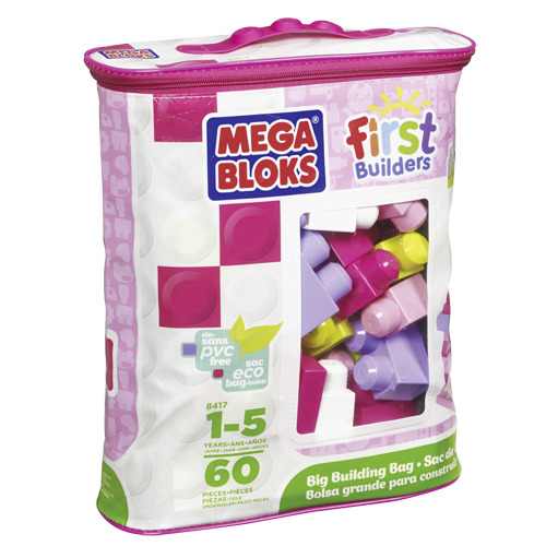 Mega Bloks First Builders Block Bag 60 dielikov ružová