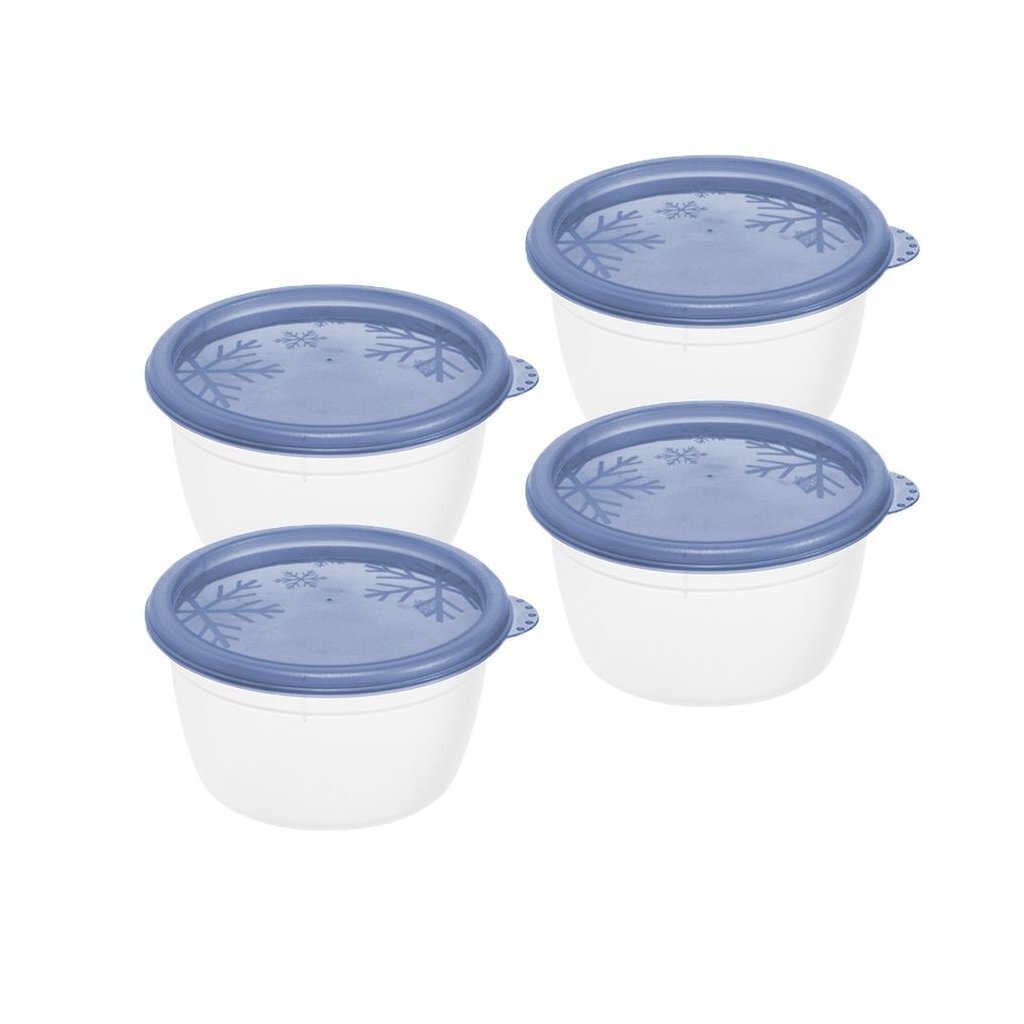 Úložné boxy do chladničky Rotho RONDO 4x0,15 l, horizontálne modré/priehľadné