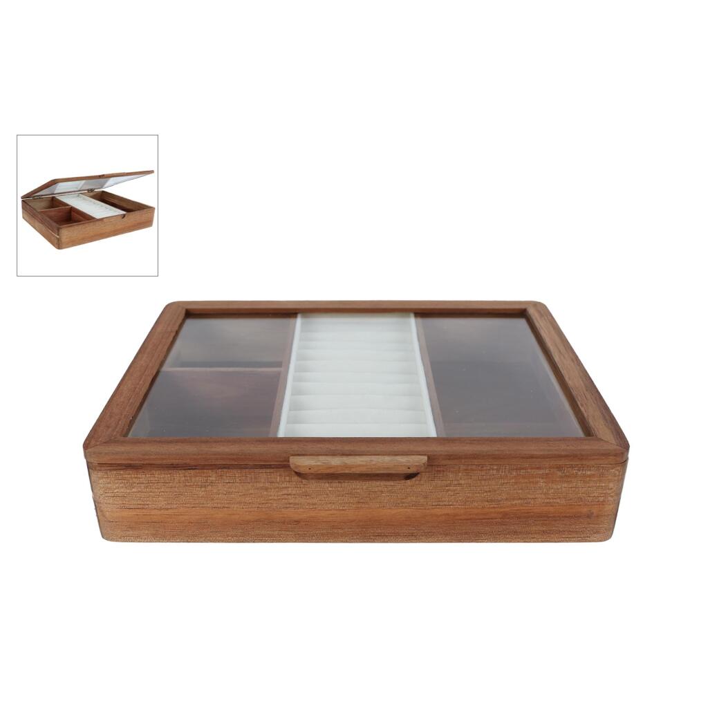 Drevená šperkovnica Acasia 19x19x22 cm prírodná