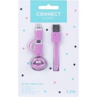 Kangaro K-58191006 Dresz 2v1 Micro-USB nabíjací kábel + Pin Lips Pink