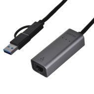 Adaptér USB-C na Ethernet Unitek U1313C Sivá 30 cm