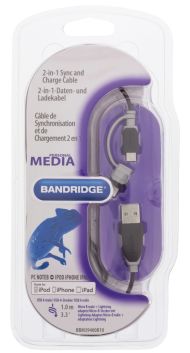 Bandridge BBM39400B10 2-v-1 dátový a nabíjací kábel USB Micro-B samec + Lightning adaptér – Samec 1,