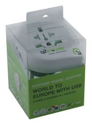 Q2 Power 1.100110 Cestovný adaptér World to Europe USB uzemnený