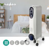 Mobilný olejový radiátor Nedis HTOI30WT7 600 / 900 / 1500 W 7 lamelový nastaviteľný termostat 3 Heat