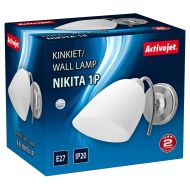 Nástenná Lampa Activejet NIKITA 1P Nikiel Biela Nikel Kov Sklo 60 W 220-240 V 26 x 12 x 12,5 cm 30 x