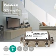 Nedis SAMP41120ME Catv zosilňovač Max. 9 Db Gain 85 - 1218 MHz 2 Výstupy Spätný kanál -4,5