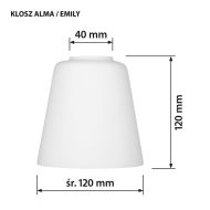 Tienidlo lampy Activejet klosz ALMA Biela Sklo 12 cm