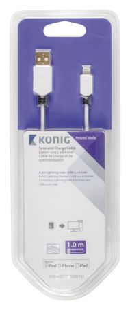 König KNM39300W10 synchronizačný a nabíjací kábel 8-kolíkový Lightning samec - USB 2.0 A samec 1,00 