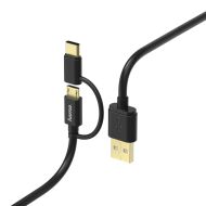 Hama 2v1 micro USB kábel S USB Type-C adaptérom 1M Black