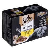 Krmivo pre mačky Sheba Delicacy in Jelly Kurča Páv Kačica Vtáky 100 g