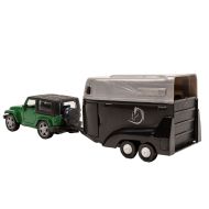 City Die-Cast Jeep s prívesom na kone, zelená/čierna