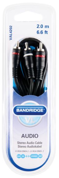 Bandridge VAL4202 Stereo audio kábel 2x RCA samec - 2x RCA samec 2,00 M čierny