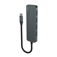 USB-C Hub 4 Porty Savio AK-54 Sivá