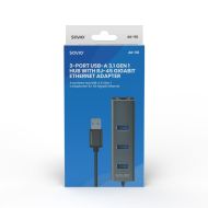 USB Hub 4 Porty Savio AK-58 Ethernet (RJ-45) Sivá