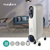 Mobilný olejový radiátor Nedis HTOI30WT9 800 / 1200 / 2000 W 9 lamelový nastaviteľný termostat 3 Hea