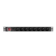 Predlžovací Kábel 19" 8 Zásuviek Schuko s Vypínačom Lanberg PDU-08E-0200-BK (2 m)