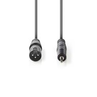 Nedis COTH15300GY30 XLR audio kábel XLR 3-kolíkový samec – 3,5 mm samec 3,0 M sivý