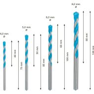 Sada vrtákov BOSCH Expert CYL-9 Multiconstruction Ø 4 mm Ø 5 mm Ø 6 mm Ø 8 mm 4 Kusy