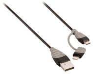 Bandridge BBM39400B10 2-v-1 dátový a nabíjací kábel USB Micro-B samec + Lightning adaptér – Samec 1,