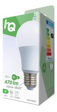 HQ Hqle27a60001 LED svietidlo A60 E27 6,5 W 470 Lm 2 700 K