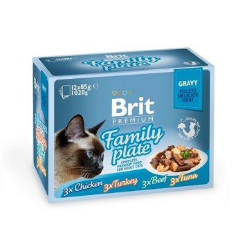 Krmivo pre mačky Brit Pouch Gravy Tuniak Páv Teľacie mäso 12 x 85 g