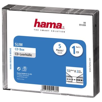 Hama CD Box Slim 5-balenie Transparent/black