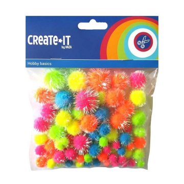 Creat It Glitter Pompoms 75 kusov Neon