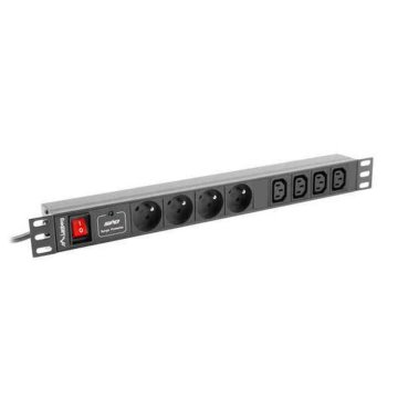 Predlžovací Kábel so 8 Zásuvkami a Vypínačom Lanberg PDU-04E04I-0200-IEC-BK 2500W 2 m