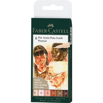 Faber Castell FC-167167 Pitt Artist Pens Brush Portrait 6 kusov