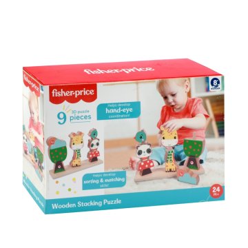 Fisher Price 3D drevené skladacie puzzle 9 kusov