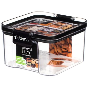 Sistema Storage Box Tritan Square 460 ml Transparent/Black