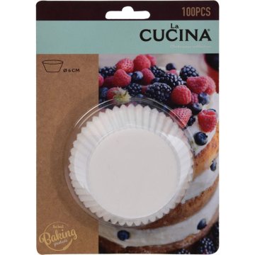 La Cucina papierové košíčky na muffiny 6 cm 100 kusov Biele