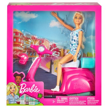 Bábika Barbie s kolobežkou