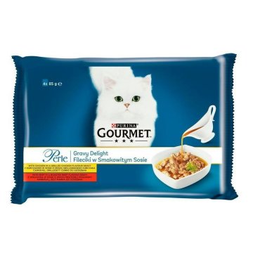 Krmivo pre mačky Purina GRMT Perle Kurča Teľacie mäso 4 x 85 g