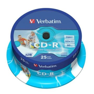 Potlačiteľné CD-R Verbatim 43439 700 MB 52x 25 pcs 700 MB