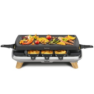 Raclette Tefal RE610D 3v1 pre 8 osôb čierna/nehrdzavejúca oceľ/drevo