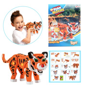 Hračky-hračky 3D puzzle Tiger Junior 31,5 cm Penová oranžová 121-dielna