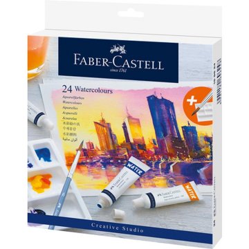 Faber Castell FC-169624 akvarelová farba 24 skúmaviek + miešacia paleta a štetec