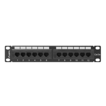 Patch Panel 12 Portov UTP Kategória 5e Lanberg PPU5-9012-B