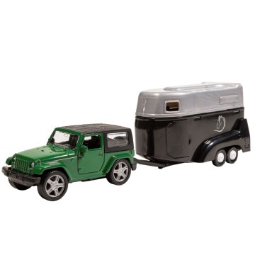 City Die-Cast Jeep s prívesom na kone, zelená/čierna