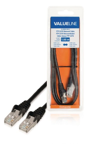 Valueline VLCB85210B10 Cat6 F/utp sieťový kábel Rj45 (8/8) samec – Rj45 (8/8) samec 1,00 M čierny