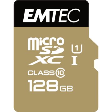 Pamäťová karta Micro SD s adaptérom EMTEC microSD Class10 Gold+ 128GB 128 GB