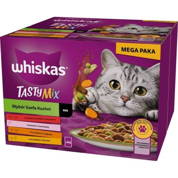 Krmivo pre mačky Whiskas Adult Chef's Choice Kurča Lososová Páv Teľacie mäso Treska 85 g 24 x 85 g