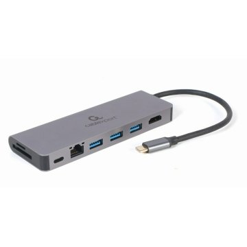 USB-C rozbočovač GEMBIRD A-CM-COMBO5-05 5 v 1 Striebristý 100 W