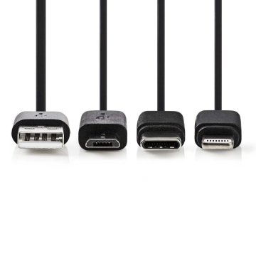 Nedis CCGP60620BK10 3-v-1 synchronizačný a nabíjací kábel USB-A samec – Micro B samec / Type-c™ same