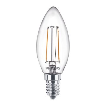 Philips LED klasická sviečková lampa 25W B35 E14 teplá biela