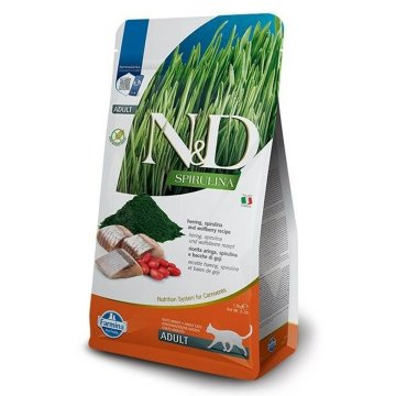 Krmivo pre mačky Farmina N&D Spirulina Herring Mačacia mäta Dospelý 1,5 Kg