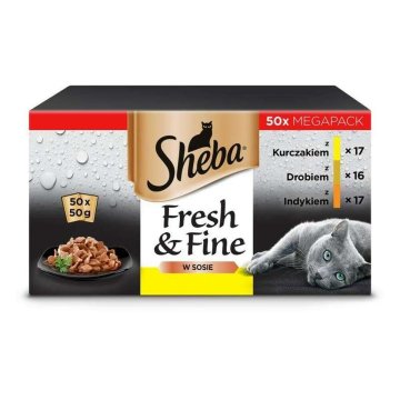 Krmivo pre mačky Sheba Fresh & Fine Kurča Páv Vtáky 50 x 50 g