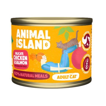 Krmivo pre mačky ANIMAL ISLAND Adult cat Kurča Lososová 200 g