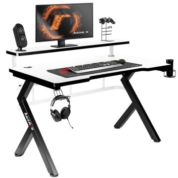 Stôl Gaming Huzaro HZ-Hero 5.0 White Biela Čierna Uhlíkové vlákno 120 x 60 cm